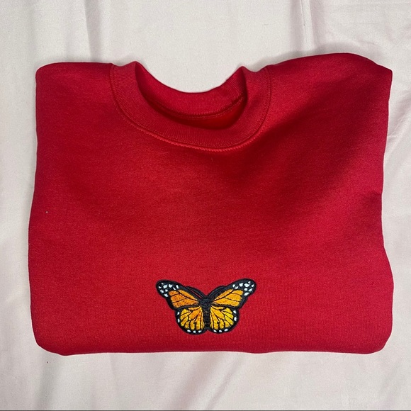 NWT Butterfly Crewneck Fleece Sweater - Picture 2 of 3